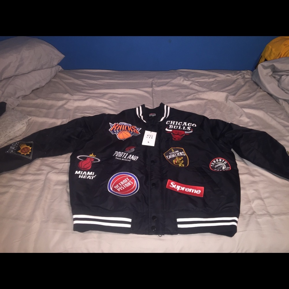 Supreme X Nike NBA Varsity Jacket.